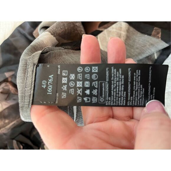 AllSaints Toni Iris Silk Blend Shirt Button Up Coffee Brown NEW - Picture 14 of 14